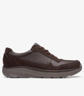 Clarks Men's Brown ChartLite Movw Leather Trainers