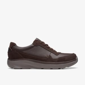 Clarks Men's Brown ChartLite Movw Leather Trainers