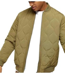 Sense Mens Quilted Fleece Lined Bomber Jacket