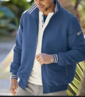 Atlas for Men Blue Microfibre Jacket - Water-Repellent - Full Zip