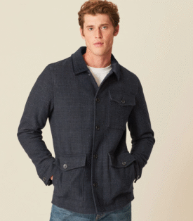Next Navy Blue Check Three Pocket Coat