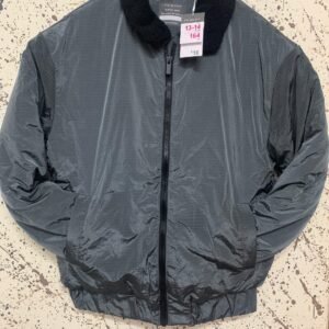 Primark Boys Dark Grey Bomber Jacket Fleece Collar