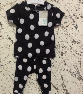 white polka dot set
