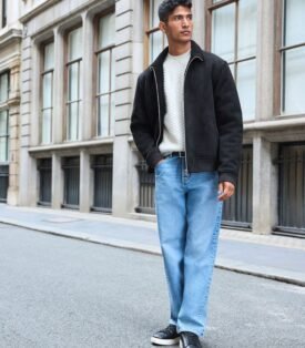 NEXT  Faux Suede Borg Lined Zip Up Funnel Jacket