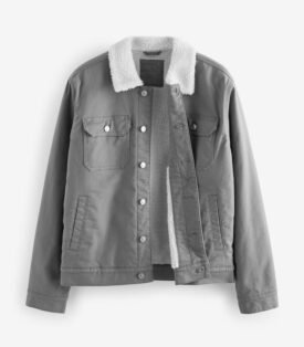 Next Blue Borg Collared Denim Trucker Jacket
