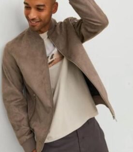 Jack & Jones Mens Faux Suede Bomber Jacket Outerwear - Midweight
