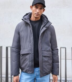 NEXT Slate Grey Hooded Shower Resistant Padded Coat