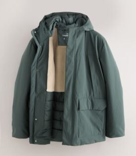 NEXT Green ThermoGen Parka Jacket with Borg Lining