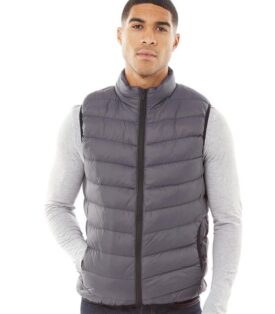 Brave Soul Mens Chadderon Chevron Quilt Padded Gilet Grey