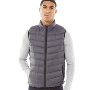 Brave Soul Mens Chadderon Chevron Quilt Padded Gilet Grey