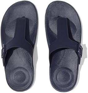 FitFlop Navy Iqushion Adjustable Buckle Flip-Flops - Image 2
