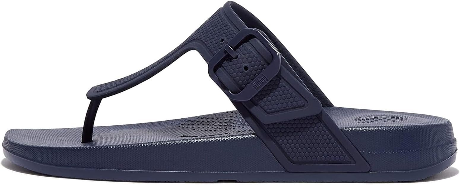 FitFlop Navy Iqushion Adjustable Buckle Flip-Flops - Image 4