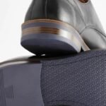 Black Leather Derby Shoes with Navy Contrast Sole