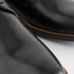 Black Leather Derby Shoes with Navy Contrast Sole