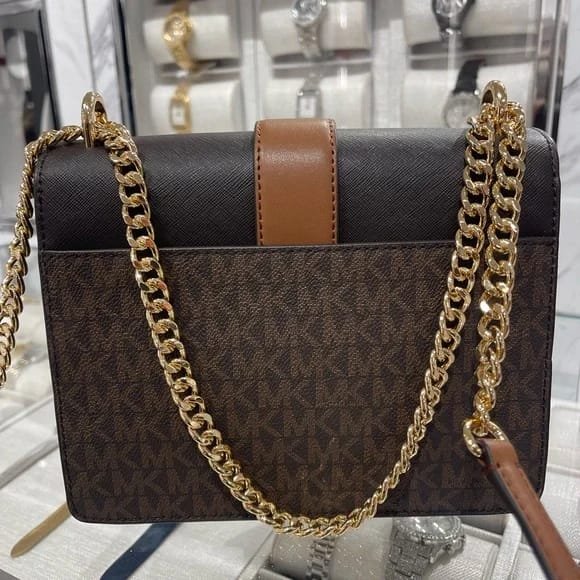 Michael Kors Signature Logo Greenwich Small Convertible Brown Acron Crossbody - Image 5