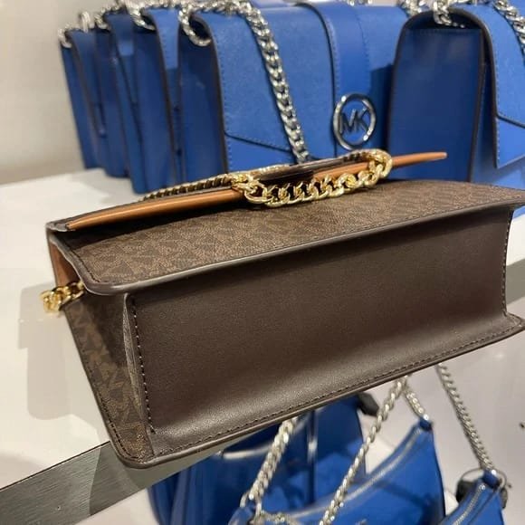 Michael Kors Signature Logo Greenwich Small Convertible Brown Acron Crossbody - Image 3