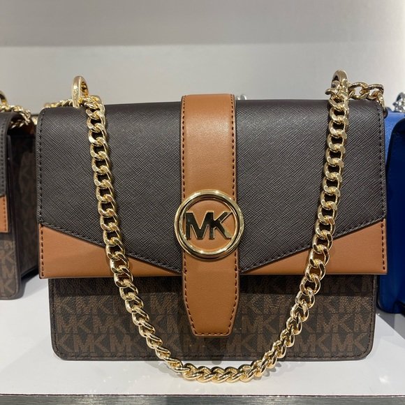 Michael Kors Signature Logo Greenwich Small Convertible Brown Acron Crossbody