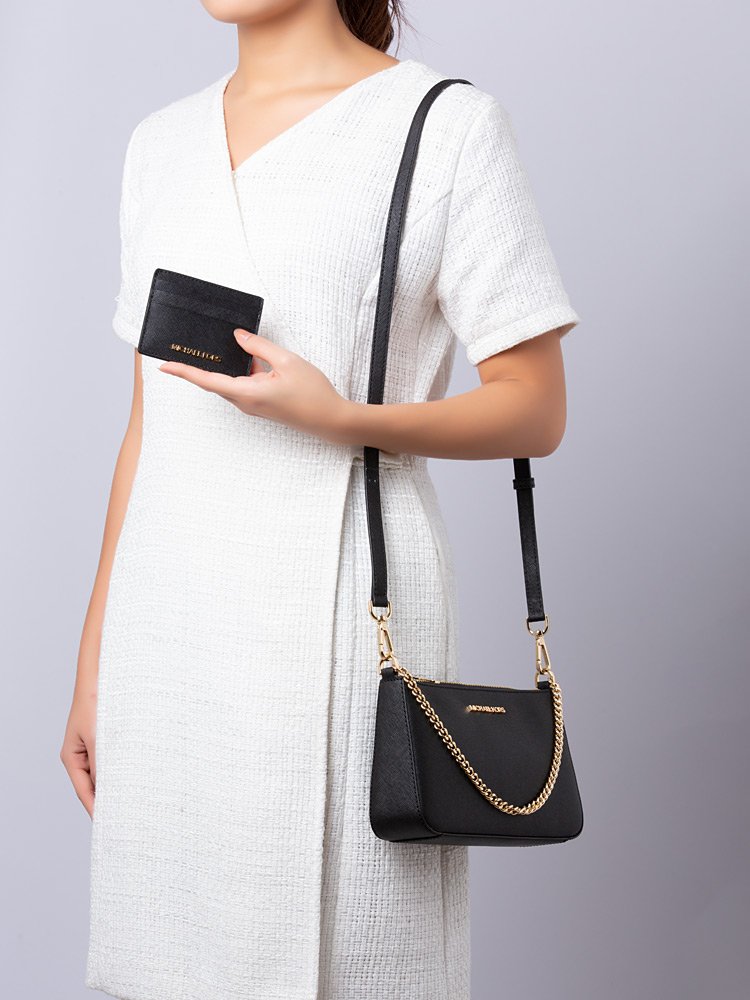 Michael Kors Giftable Boxed Items Jet Set Travel Medium Pouchette with Card Holder Black - Image 2