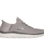 Men Skechers Taupe Shoes Comfort Slip ins Fixed lace mesh cushion AirCool