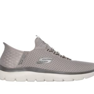 Men Skechers Taupe Shoes Comfort Slip ins Fixed lace mesh cushion AirCool