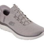 Men Skechers Taupe Shoes Comfort Slip ins Fixed lace mesh cushion AirCool