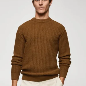 M&S brown chunky-knit sweater