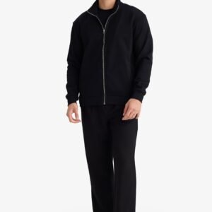 Burton london men's black high neck zip-up cardigan