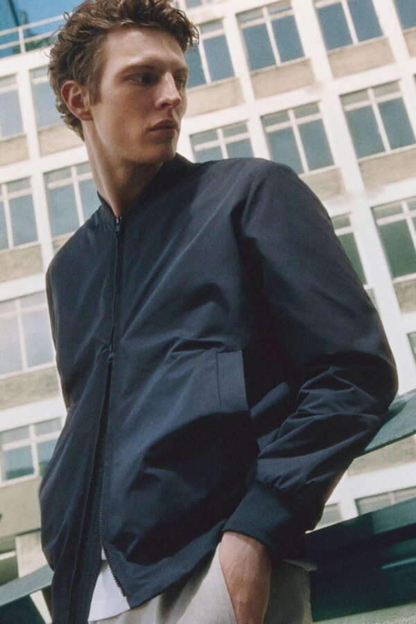 Next Blue Navy Regular Fit Smart Bomber Jacket - Image 3